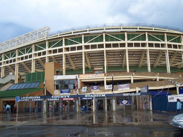 Good bye old Veterans Stadium look-a-like and hello PNC Field in Scranton