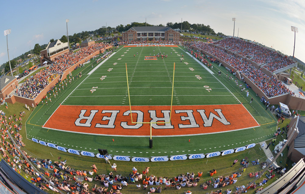 Mercer University returns to the football field after a 72 year hiatus and plays in their brand new, 10,000 seat stadium.
